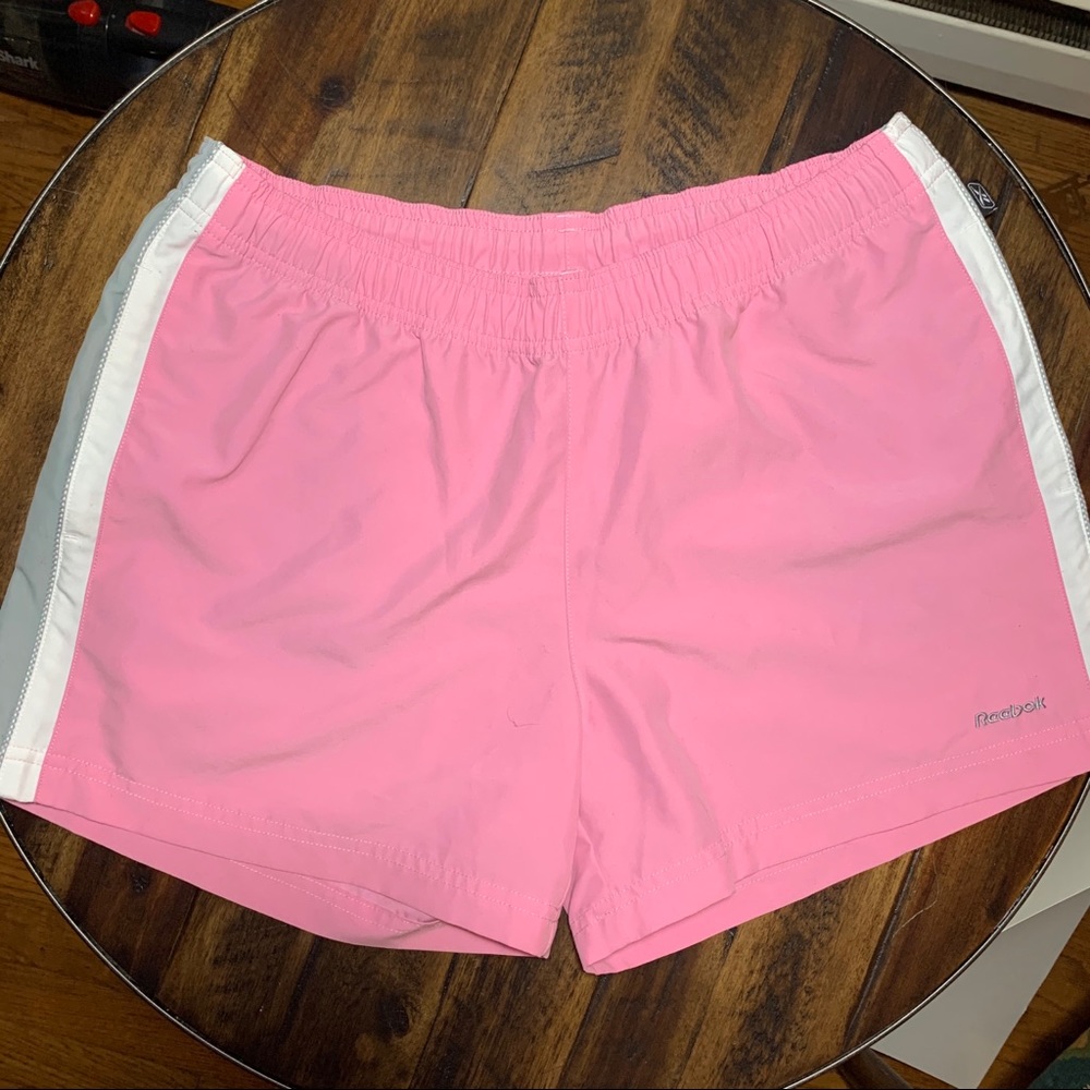 REEBOK pink gray athletic shorts